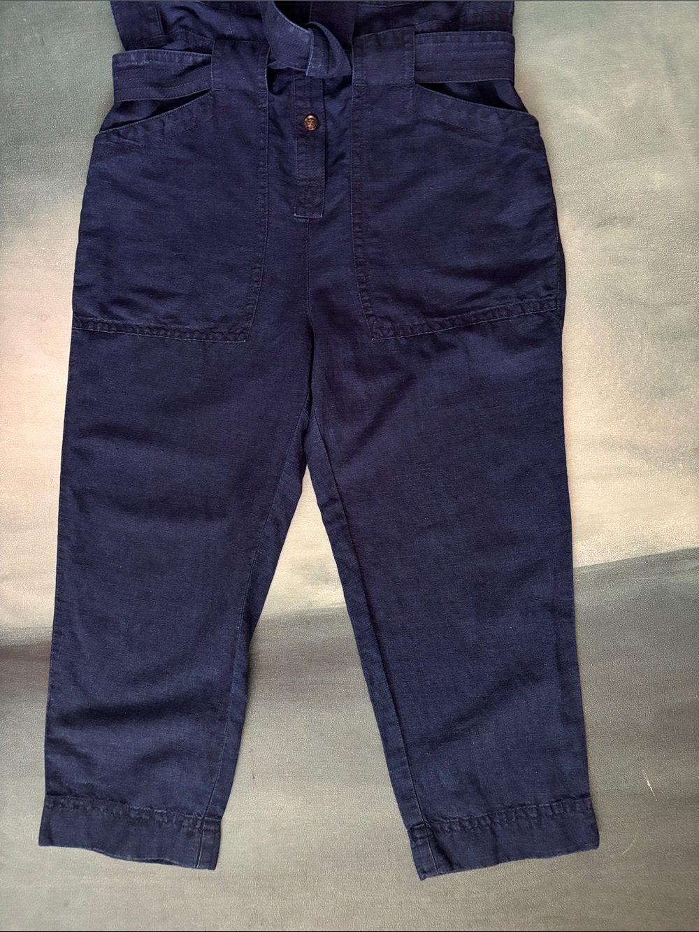 Banana Republic Sleeveless Utility Jumpsuit Linen Cotton Indigo Blue - Picture 7 of 12